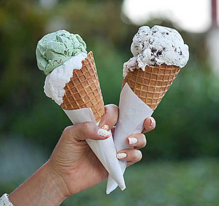 two ice cream cones